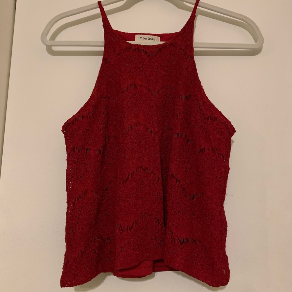 Lace halter tank top